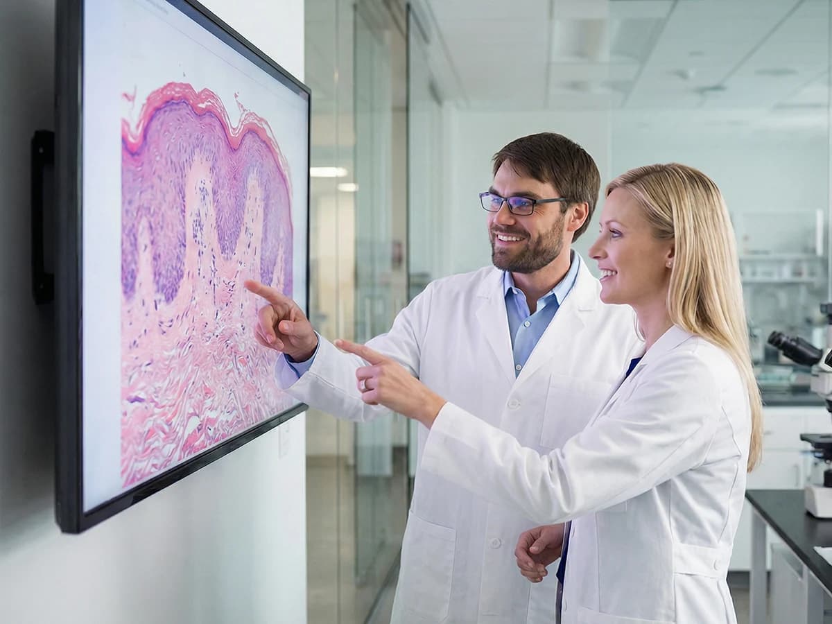 Digital dermatopathology workstation with scanned slides